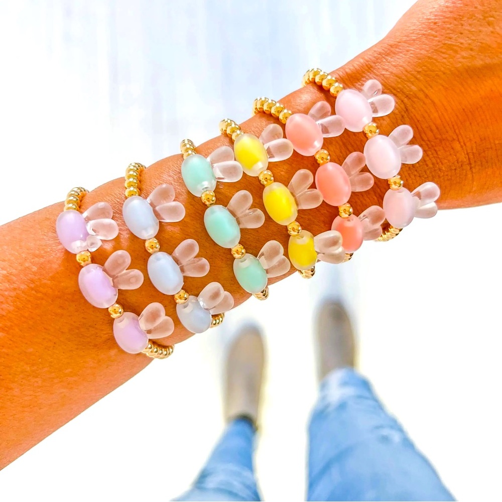 NWT | Children’s Stretchy Bunny Bead Bracelets | Multiple Colors | Easter